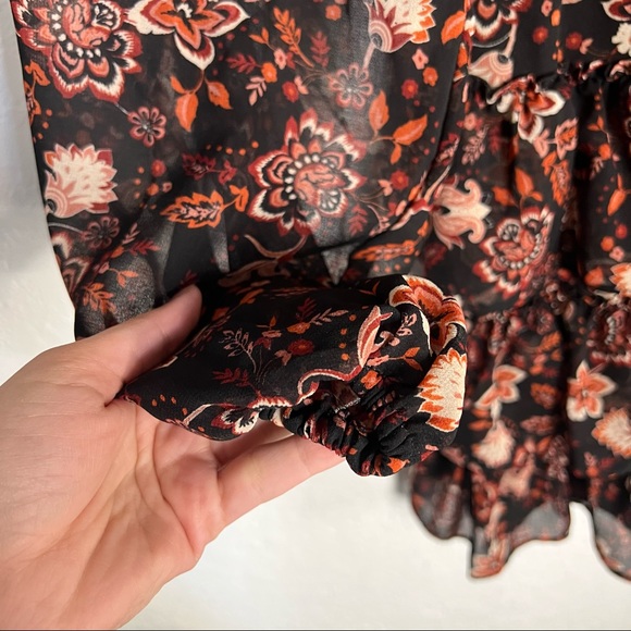 Express Long Sleeve Paisley Ruffle skirt Dress size XXS - Picture 8 of 15